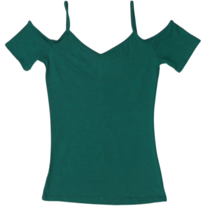Y2K Ladies Ambiance Emerald Green Cold Shoulder Crossover Top Size S
