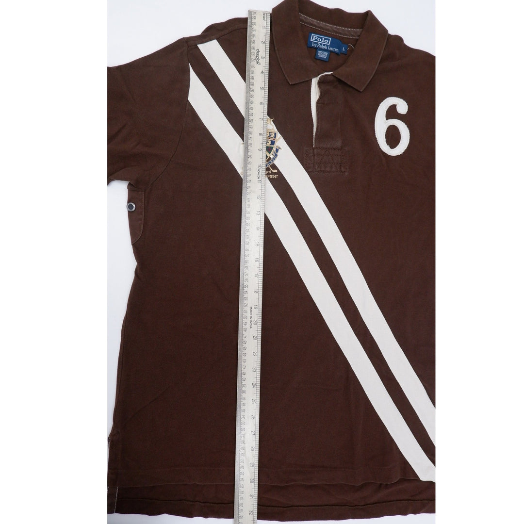 Vintage Mens Ralph Lauren Polo Brown Embroidered Golf Rugby Shirt