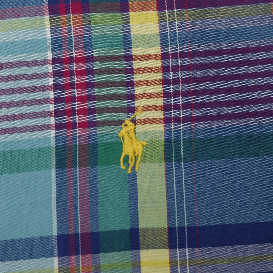 Mens Polo Ralph Lauren Multi Color Plaid Short Sleeve Button Down Shirt Size L