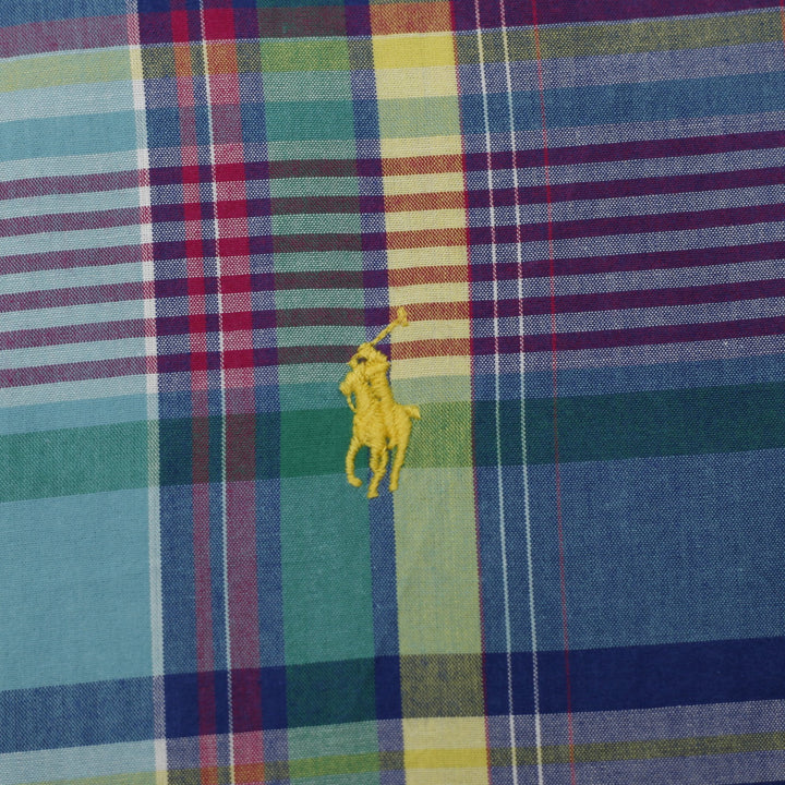 Mens Polo Ralph Lauren Multi Color Plaid Short Sleeve Button Down Shirt Size L