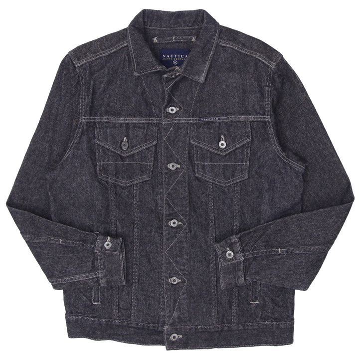 Vintage Nautica Dark Raw Denim Jean Trucker Jacket Mens
