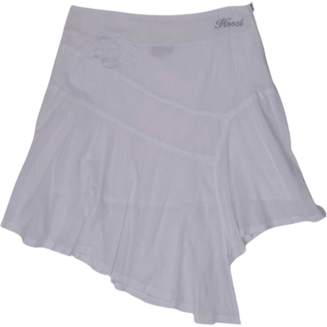 Y2K Ladies Hooch White Sheer Mesh Handkerchief Hem Skirt