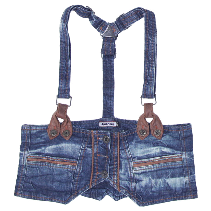 Y2K Ladies Denim Crop Top With Suspender