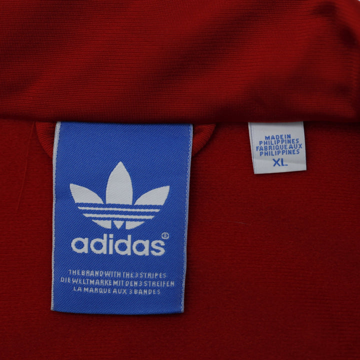 Mens Adidas Track Jacket Red Full Zip Trefoil Logo Size XL