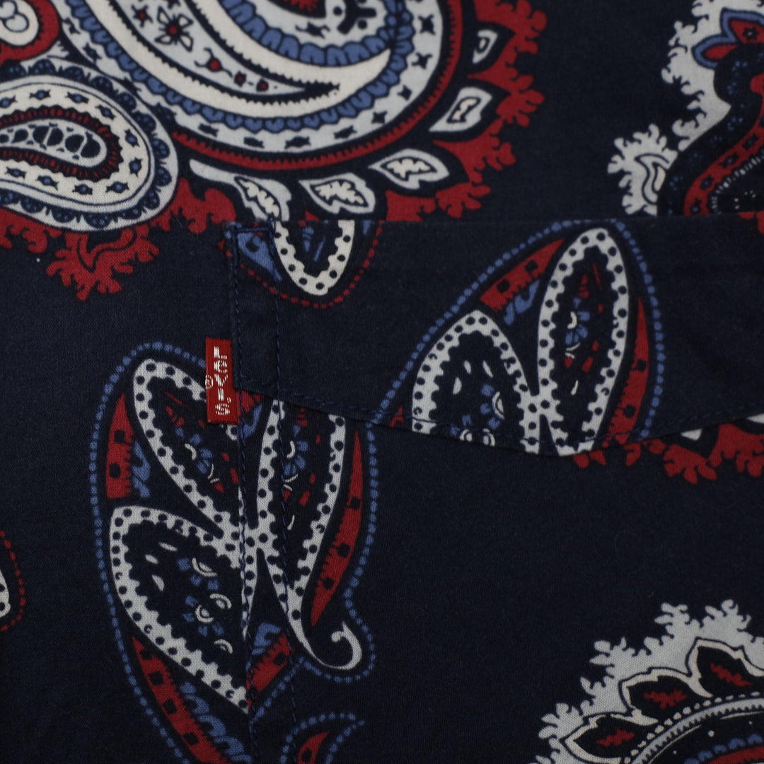 Mens Levi's Short Sleeve Paisley Button Down Shirt Size L