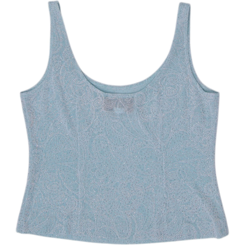 Y2K Ladies Glitter Mesh Tank Top Size MP | Migration_Y2K Tops - Side View | Fashion Rerun