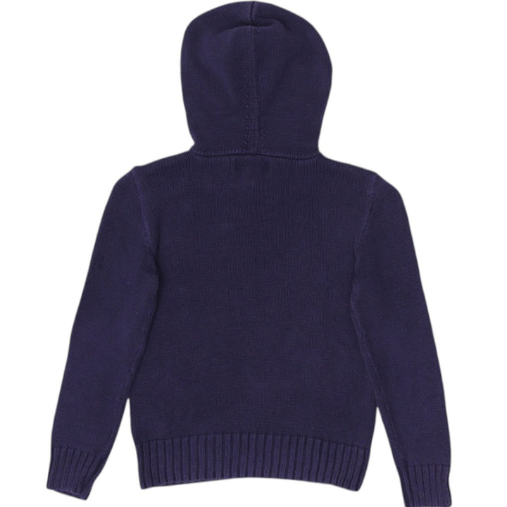 Vintage Ralph Lauren Navy American Flag Logo Knitwear Hoodie Size S | Migration_Hoodies - Side View | Fashion Rerun