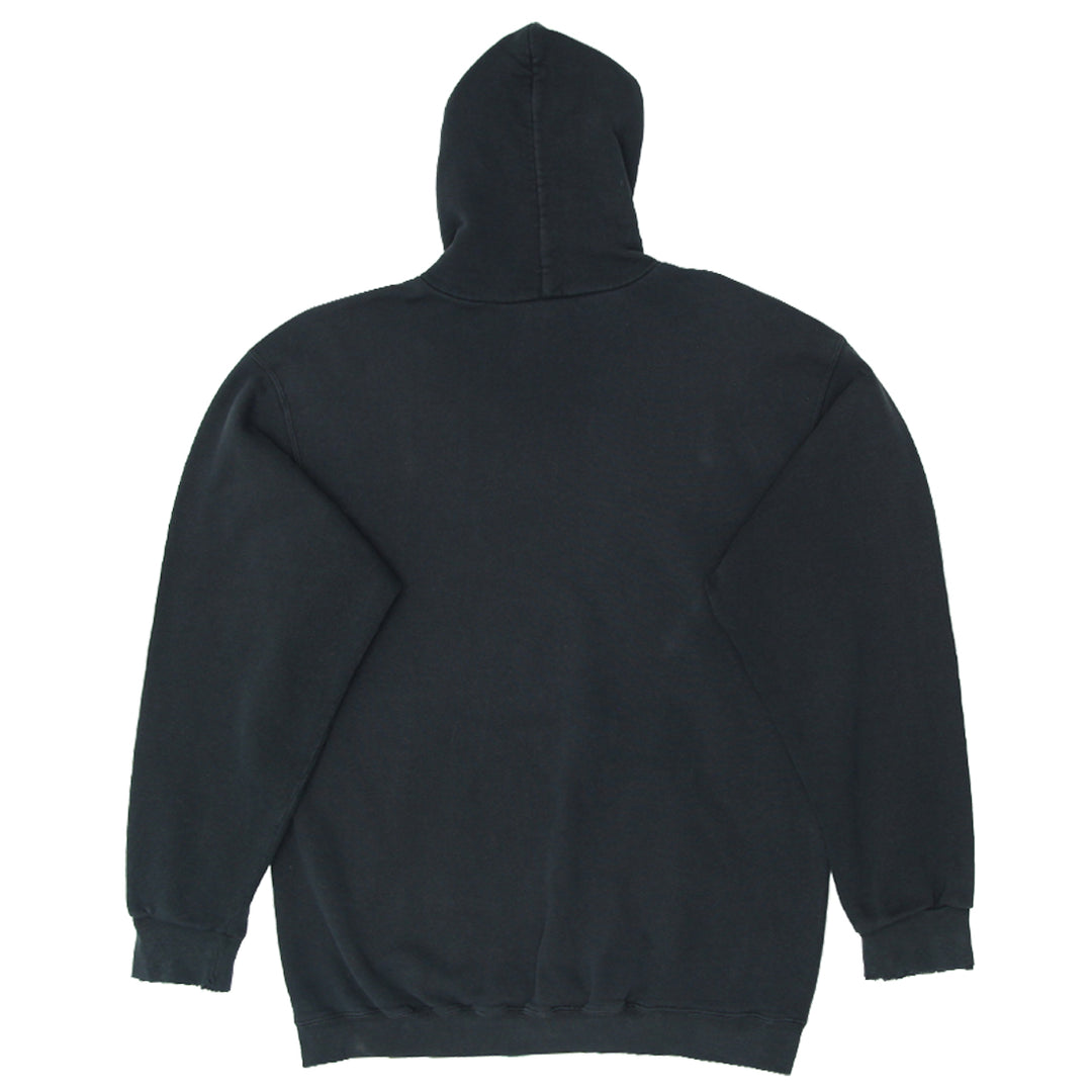 Vintage 90's Swoosh Embroidered Pullover Hoodie Black Size M Distressed - Fashion Rerun Vintage Migration_Sweaters