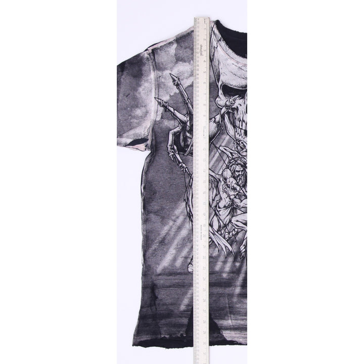 Y2K Mens Affliction Grunge Skull Puppets God Devil Armageddon T-Shirt Size L