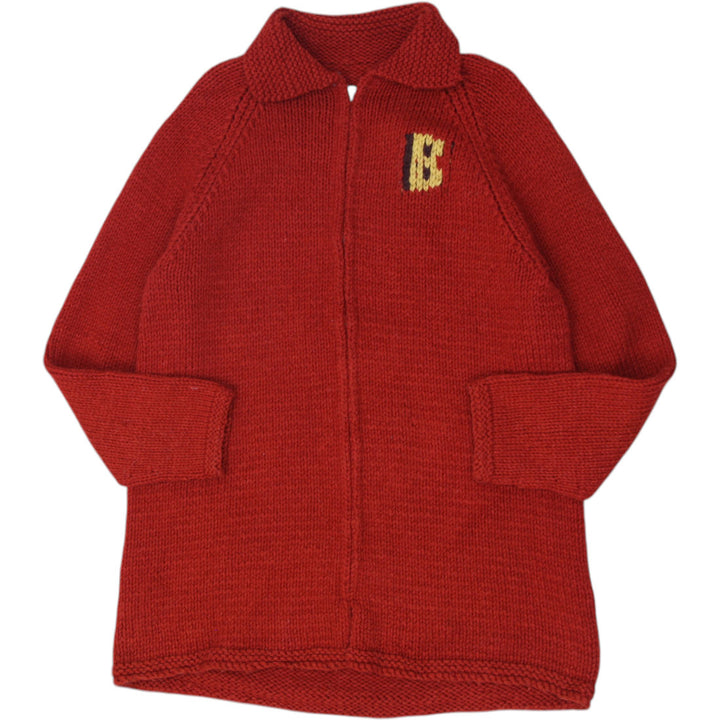Vintage Mens Wool Cardigan Red Embroidered Graphic Zip Size L | Migration_Knitwear & Sweaters | Fashion Rerun