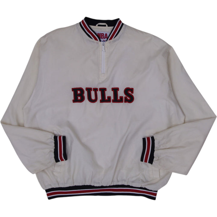 Vintage 90s Reebok NBA Chicago Bulls 1/4 Zip Nylon Windbreaker Jacket Size M