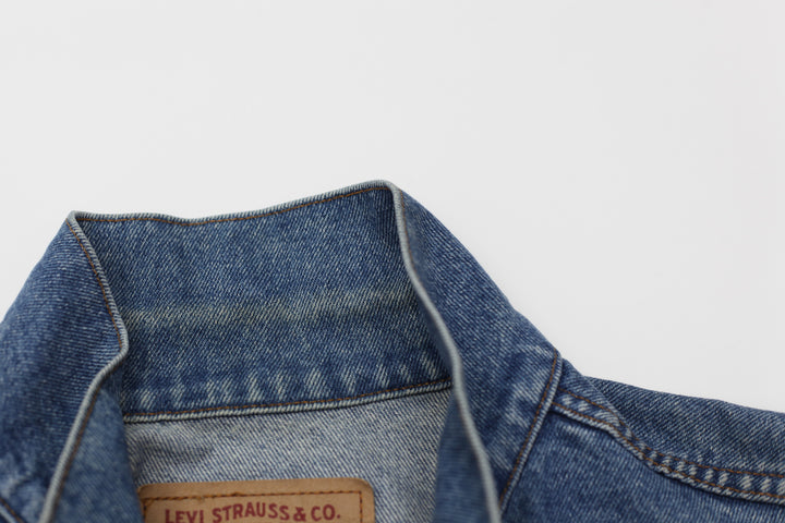 Vintage Levi Strauss 75515-0212 Orange Tab Harley Davidson Patched Denim Jacket