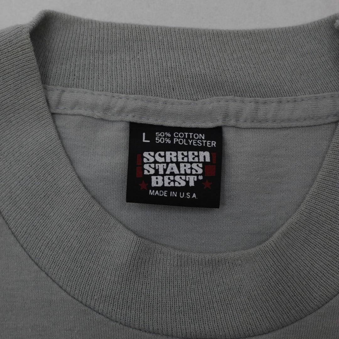 Vintage Screen Stars Best T-Shirt Gray Racing Graphic Made In USA Single Stitch | Migration_T-Shirts - Back V | Fashion Rerun