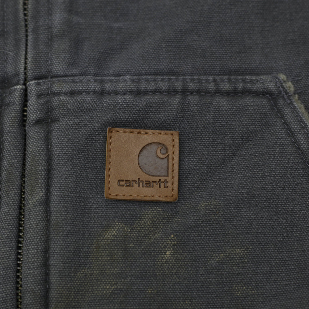 Vintage Carhartt V33 GVL Sandstone Duck Sherpa-Lined Vest Gravel Gray XL Regular