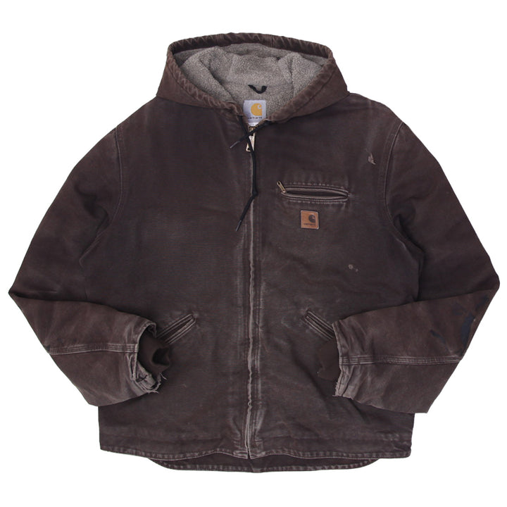 Mens Carhartt J141 DKB Sherpa Fleece Lined Workwear Hooded Jacket