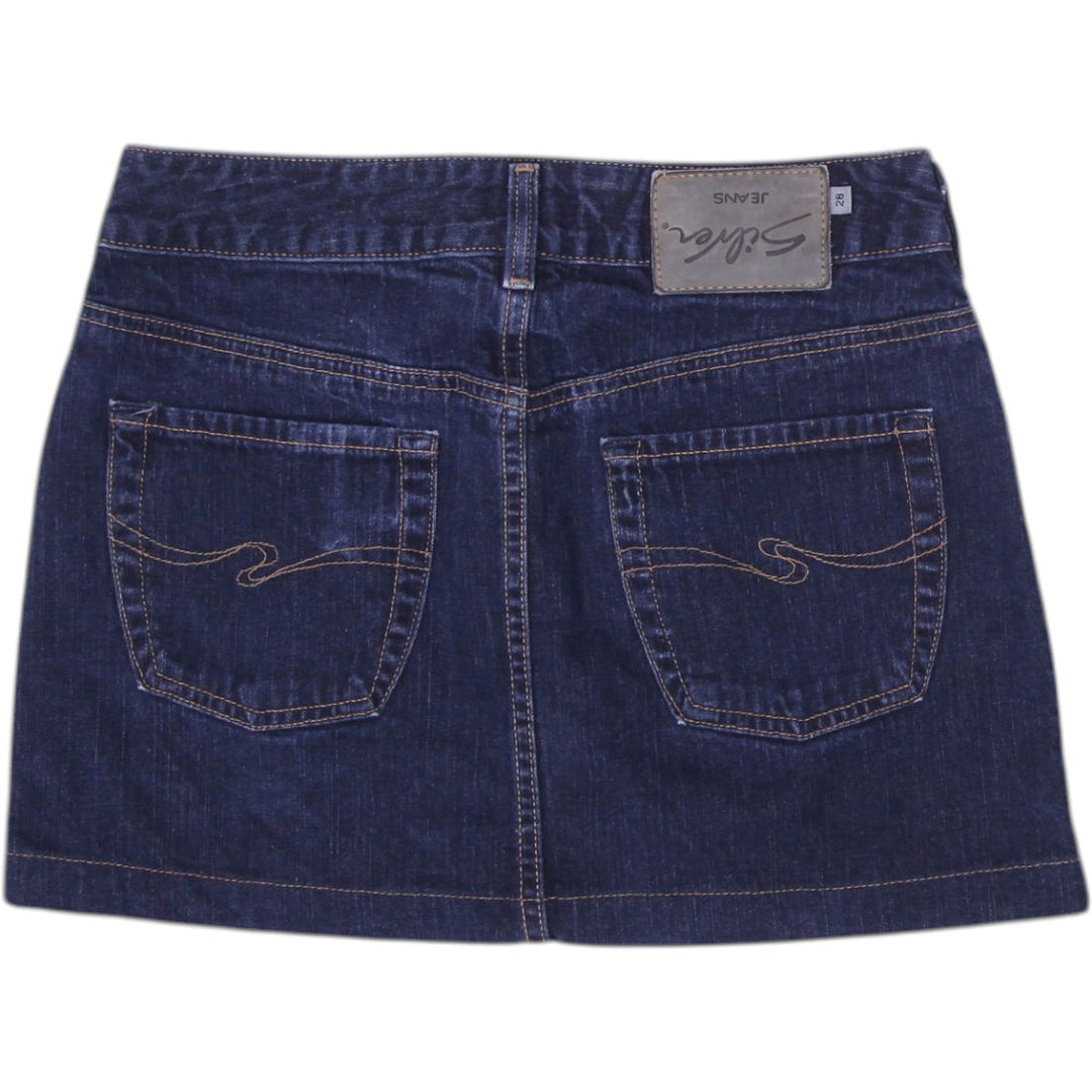 Y2K Womens Silver Jeans Denim Skirt Blue Mini Casual