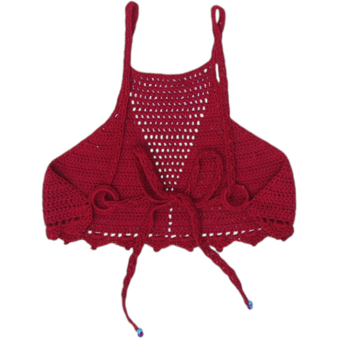 Y2K Ladies Crochet Bralette Handcrafted Top Size XS | Migration_Y2K Tops - Side View | Fashion Rerun