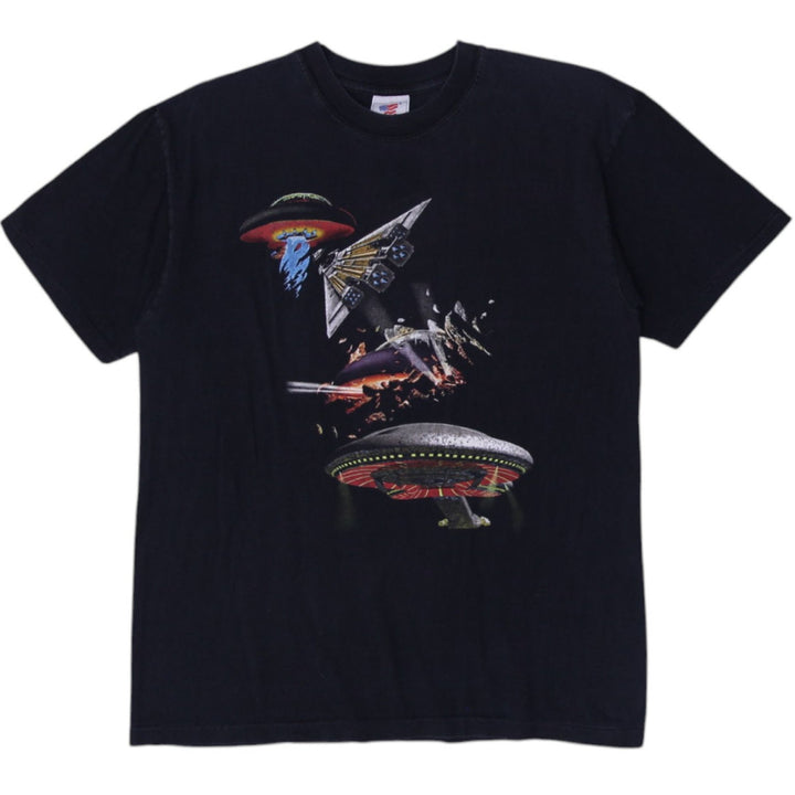 Vintage 90s Boston World Tour Graphic Spaceships T-Shirt | Migration_T-Shirts | Fashion Rerun