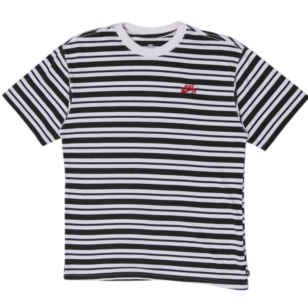 Mens Nike SB T-Shirt Black White Striped Loose Fit Skate Size S