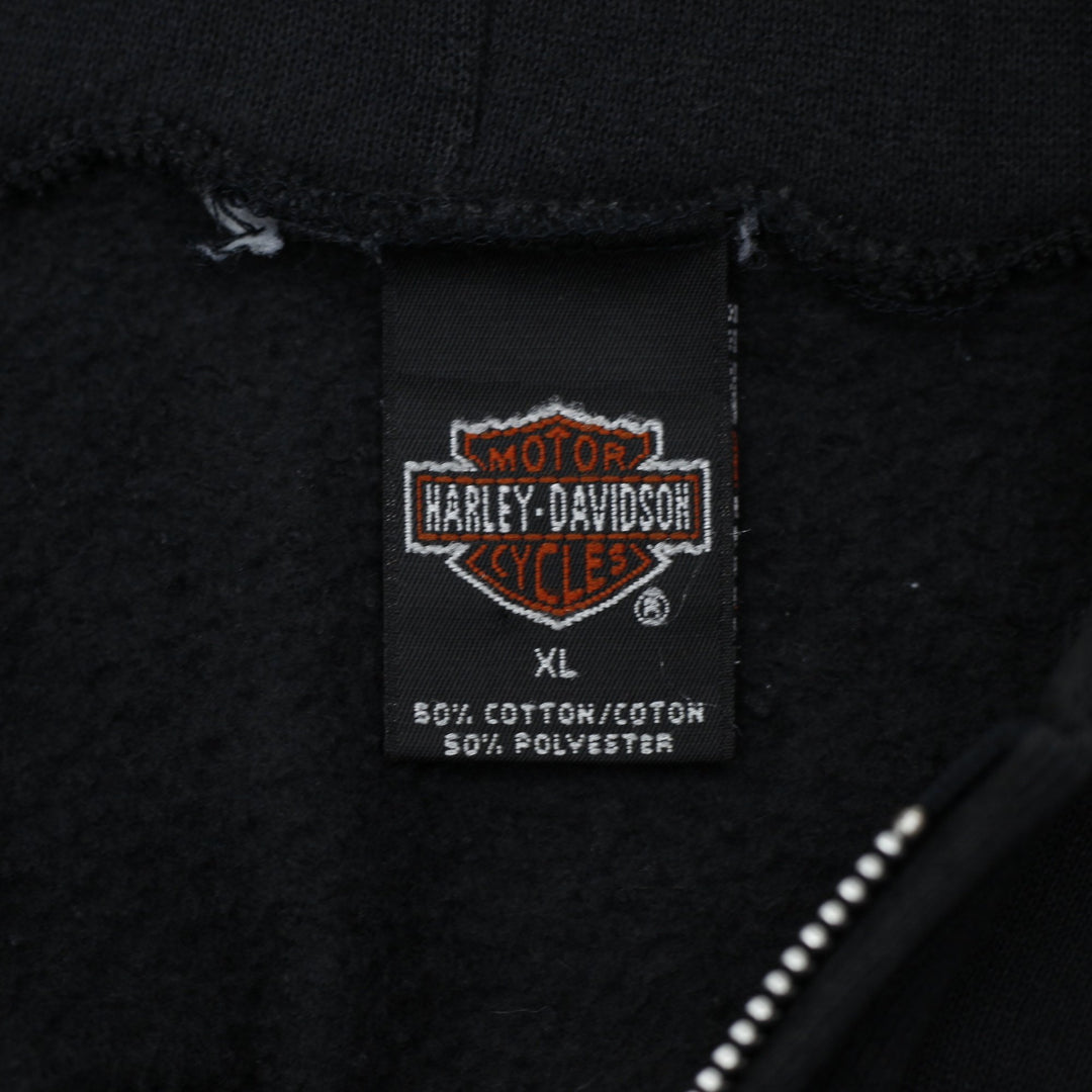 Vintage Mens Harley Davidson Hoodie Black Full Zip USA Graphic XL | Migration_Hoodies - Back View | Fashion Rerun