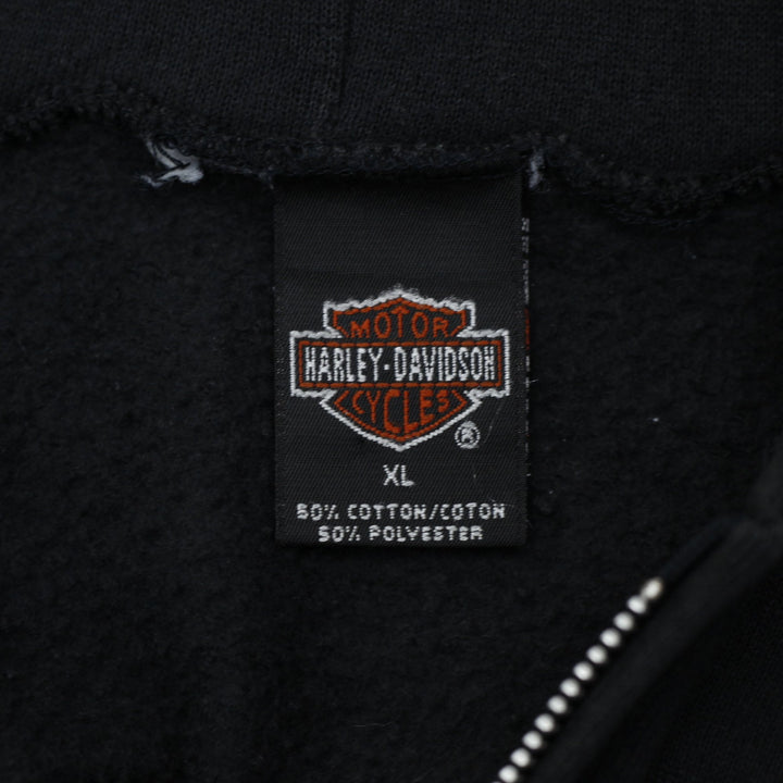 Vintage Mens Harley Davidson Hoodie Black Full Zip USA Graphic XL | Migration_Hoodies - Back View | Fashion Rerun