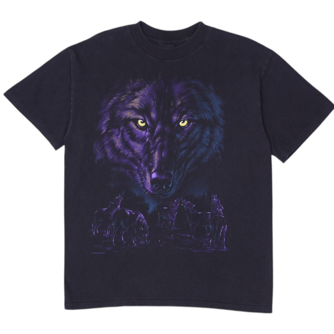 Vintage 1996 HABITAT Wolf Pack Big Face Wolves T-Shirt made in USA Size L