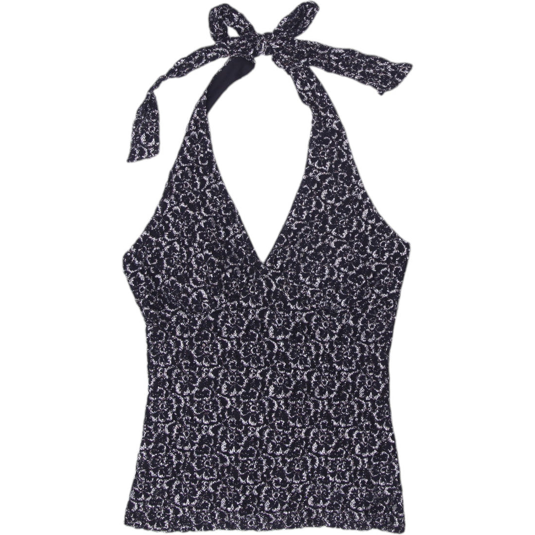 Y2K Ladies Le Chateau Lace Floral Halter Top Size S