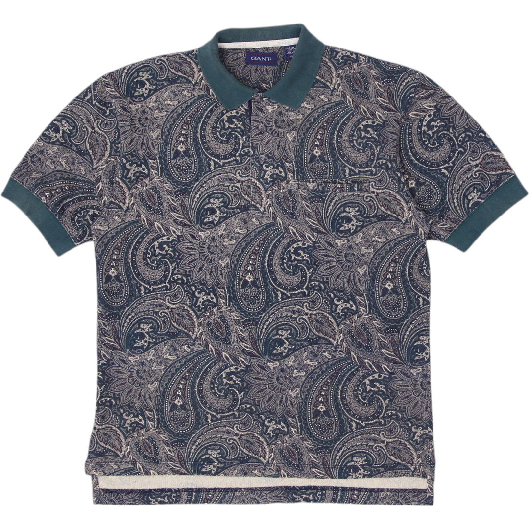 Mens GANT Paisley Pattern Short Sleeve Cotton Polo Shirt Size M