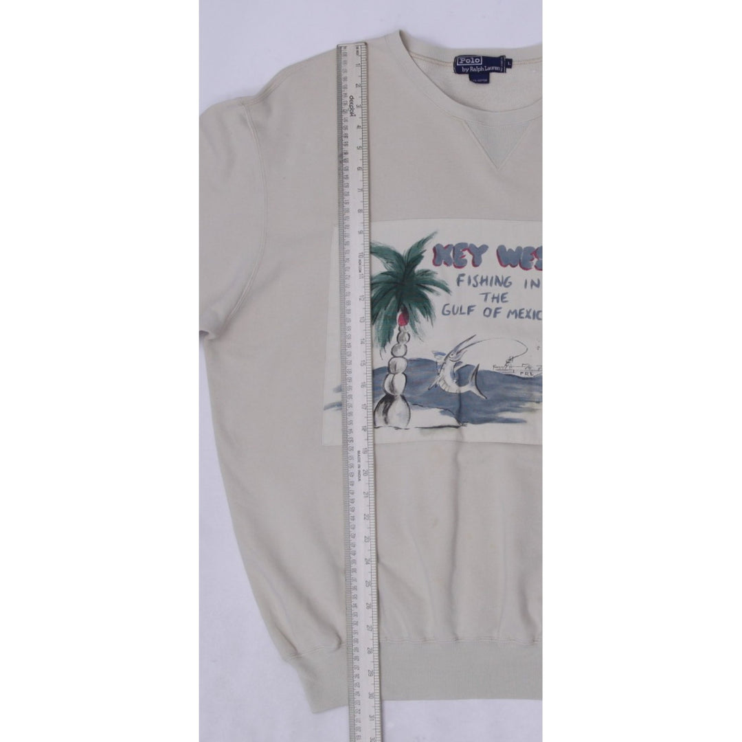 Vintage Polo By Ralph Lauren Sweatshirt Beige Graphic Beach Print L | Migration_Sweatshirt RL Collection - Vi | Fashion Rerun