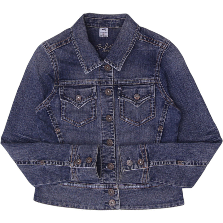 Y2K Ladies Silver Jeans Co. Dark Wash Denim Jacket Size M