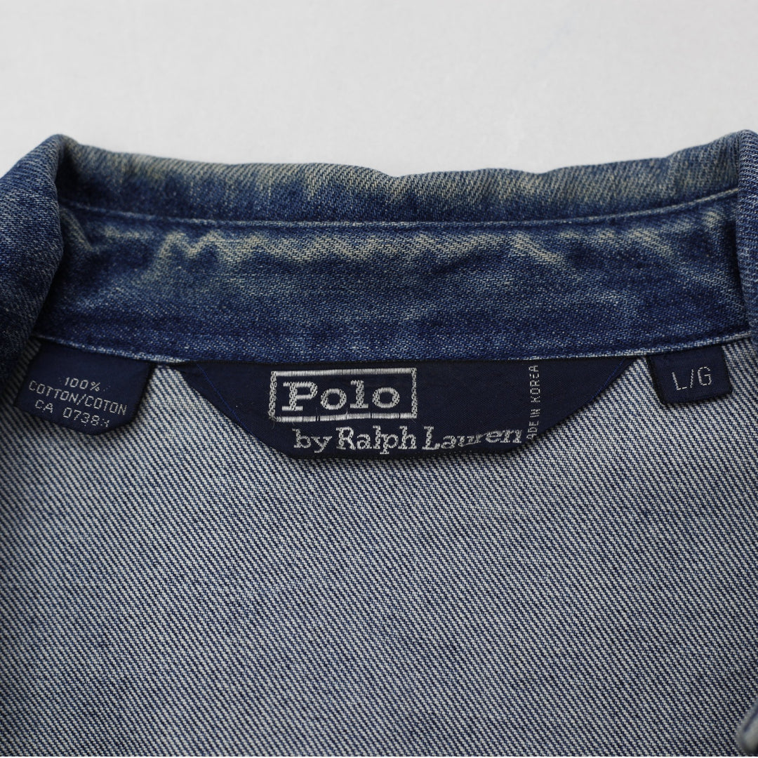 Vintage Mens Polo Ralph Lauren Trucker Denim Jacket Size | Migration_Jackets - Back View | Fashion Rerun