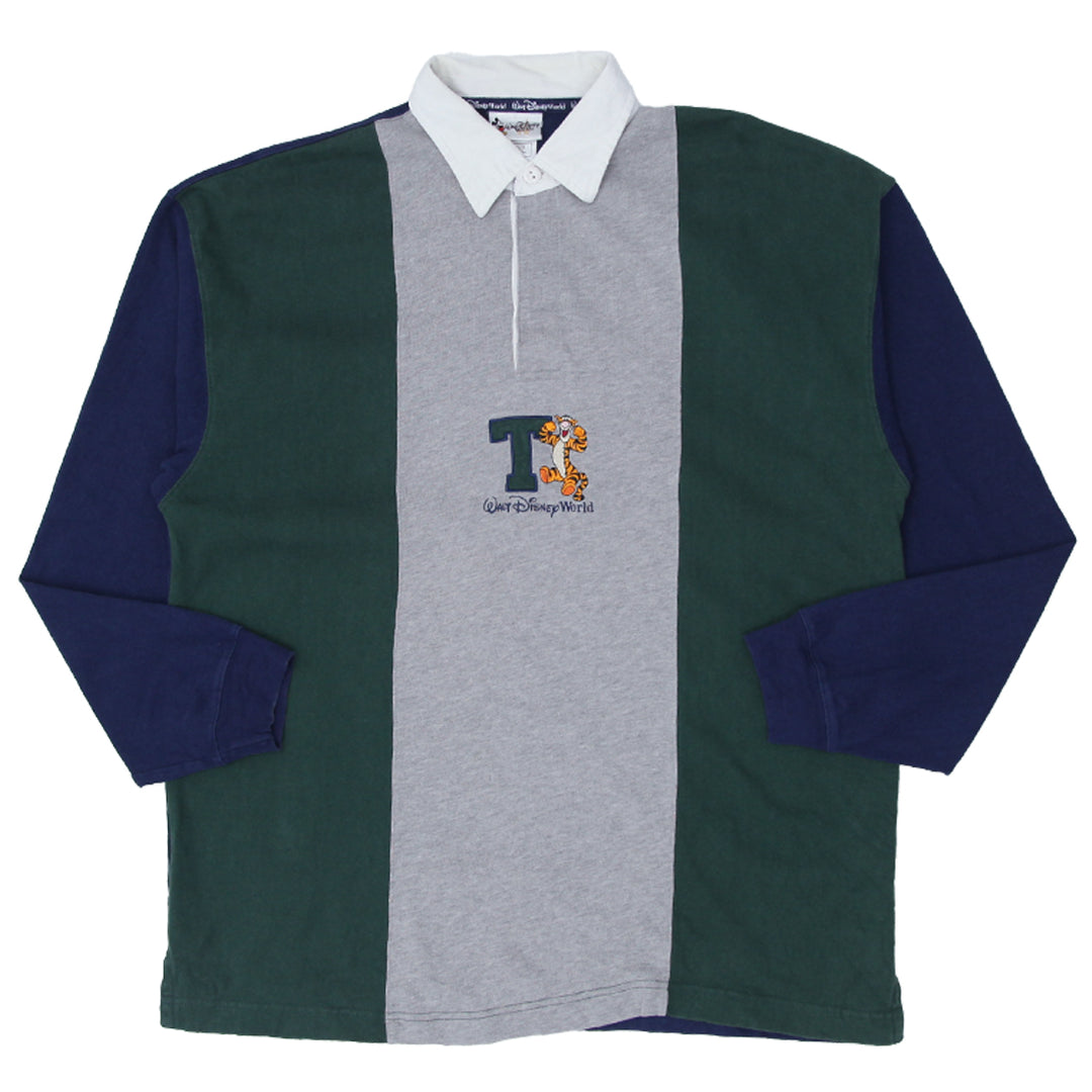 Vintage Walt Disney World Tigger Rugby Shirt - Colorblock Size L 90's Disney Parks - Fashion Rerun Vintage Migration_T-Shirt