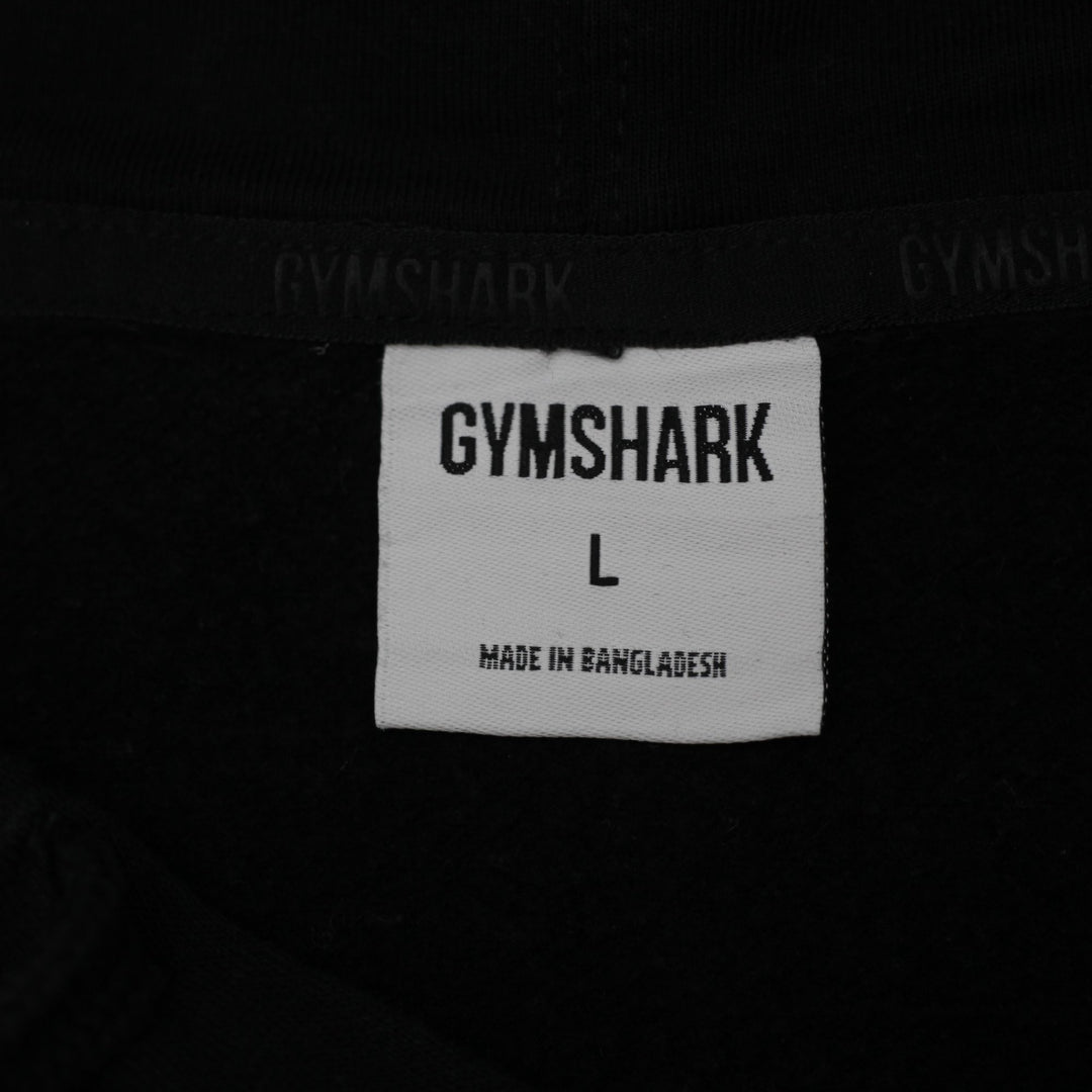 Mens Gymshark Crest Pullover Hoodie Black Size L