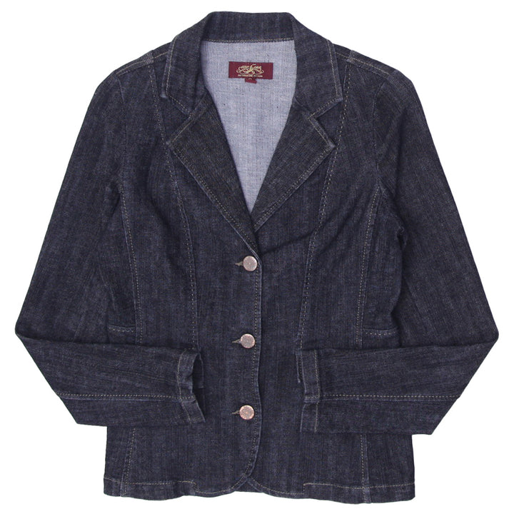 Ladies Black Longsleeve Buttondown Denim Coat