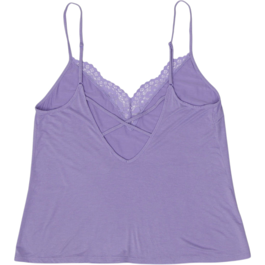 Y2K Ladies Victorias Secret Lavender Lilac Lace Trim Strappy Back Camisole Top S