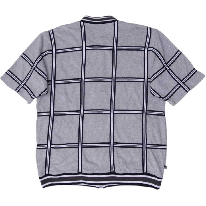 Y2K Mens Phat Farm Polo Gray Checkered Zip Up Velour Jacket L