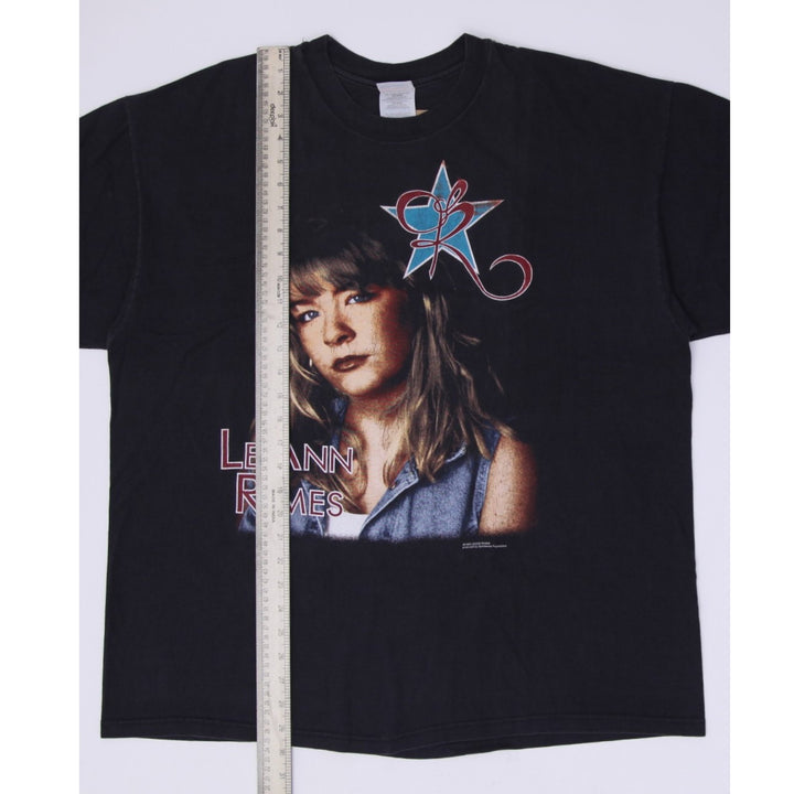Vintage Mens Hanes LeAnn Rimes T-Shirt Black Graphic Music Tour