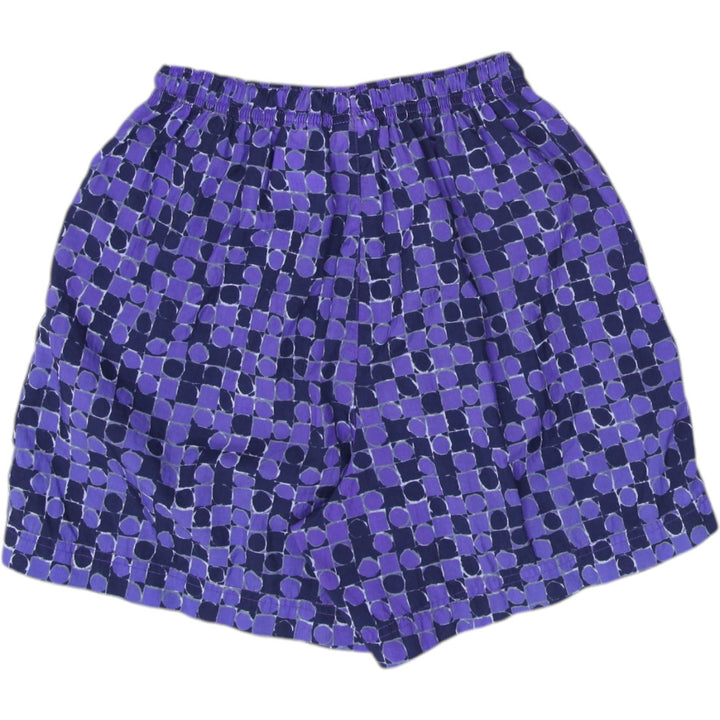 Vintage Nike Navy Geometric Nylon Swim Shorts Size 6-8 | Migration_Shorts - Side View | Fashion Rerun