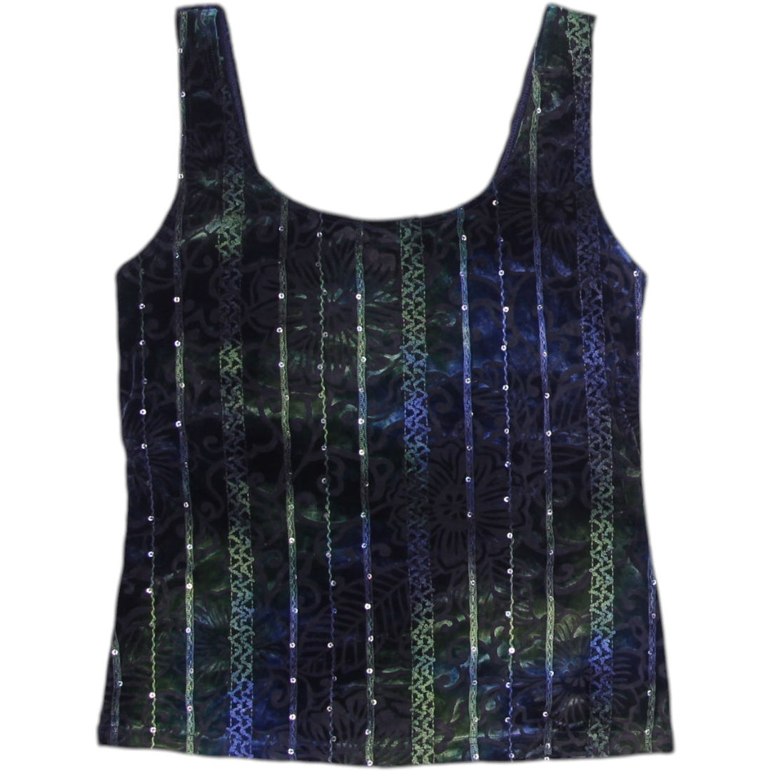 Y2K Ladies Arianne Velvet Pattern Sleeveless Tank Top Size XS