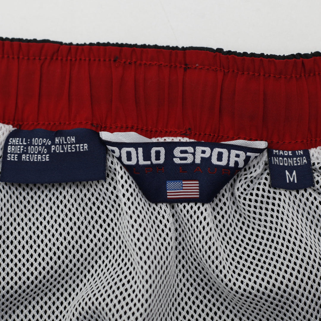 Mens Polo Sport Black Nylon Swim Trunks Shorts Size M