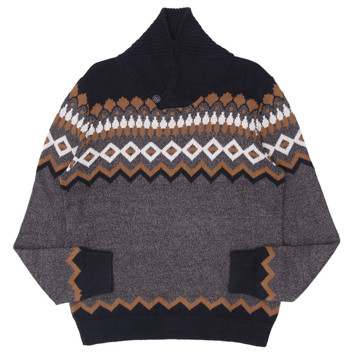 Vintage Orvieto Geometric Shawl Neck Pullover Sweater - Fashion Rerun Vintage Migration_Sweaters