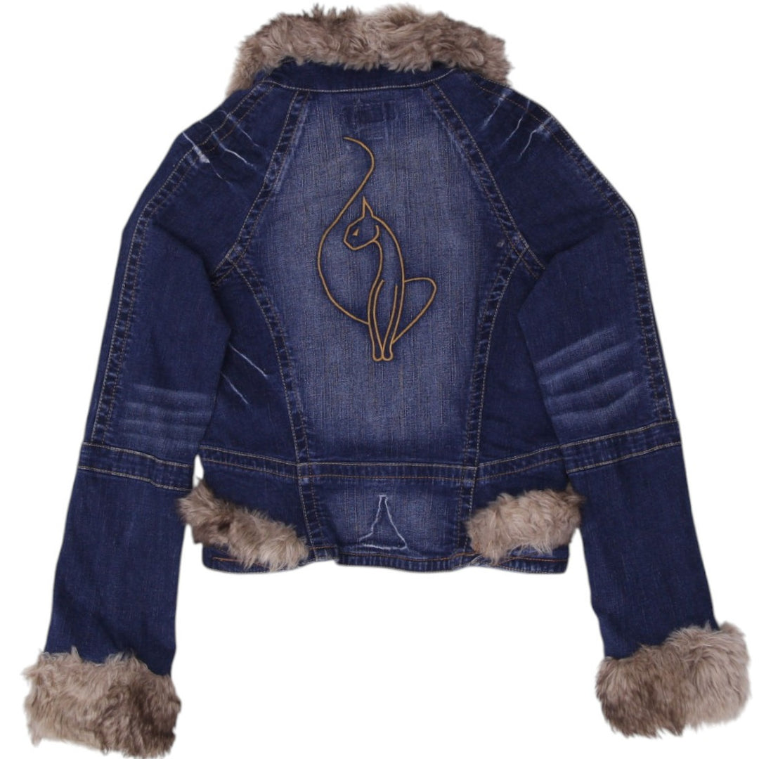 Y2K Ladies Baby Phat Faux Trimmed Coat Denim Jacket