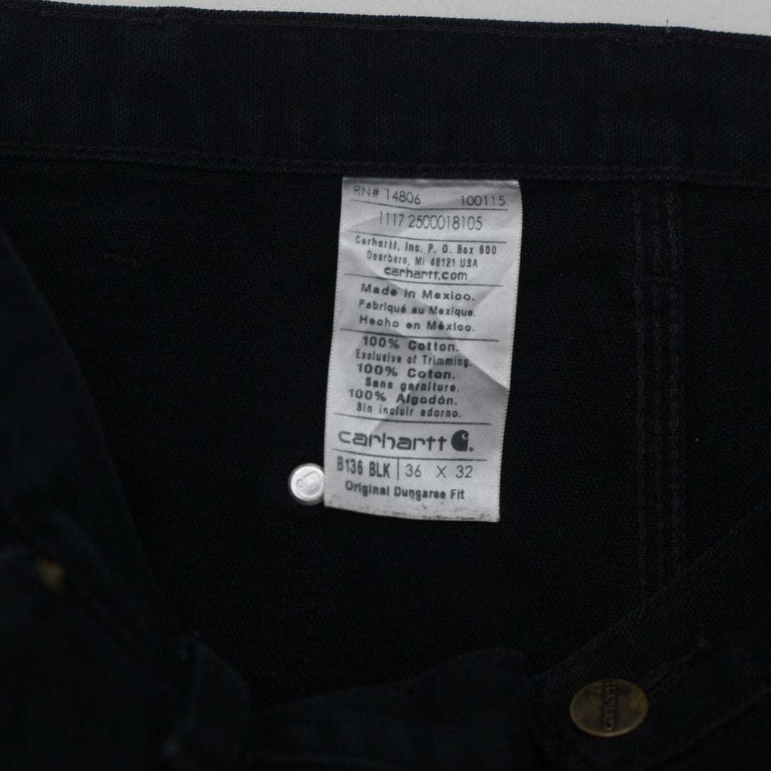 Mens Carhartt B136 BLK Original Dungaree Fit Double Knee Carpenter Pants - Fashion Rerun Vintage Migration_Pants