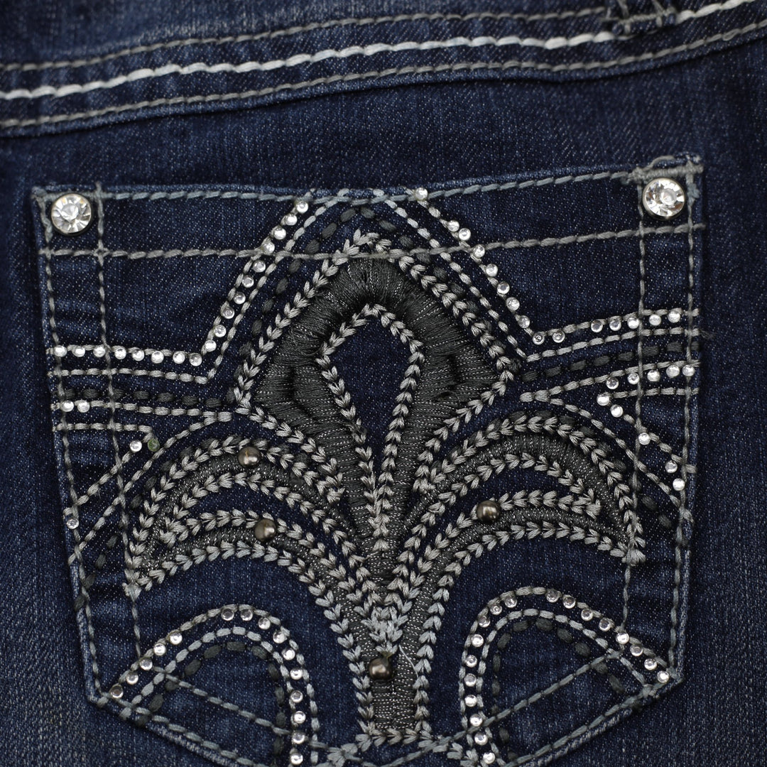 Y2K Ladies Earl Jean Denim Skirt Blue Embroidered Pockets