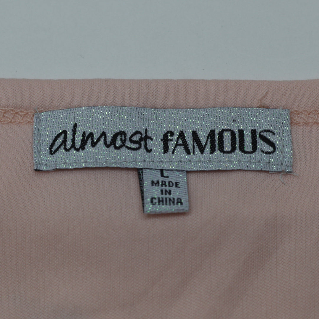 Y2K Ladies Almost Famous Nightgown Pink Floral Sleeveless Ruffle Size L
