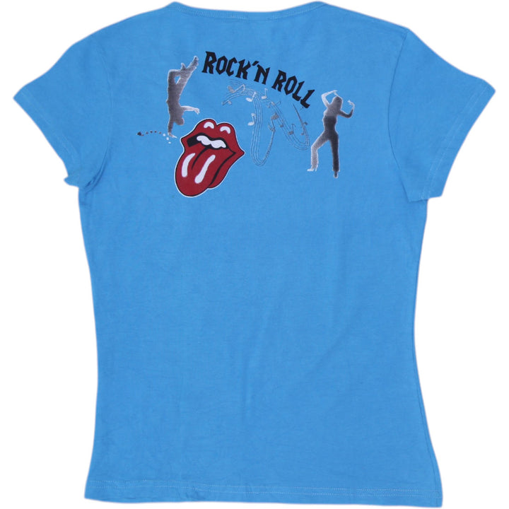 Y2K Ladies Rusty Girls Rock 'N' Roll Tongue Graphic Baby Tee Size L