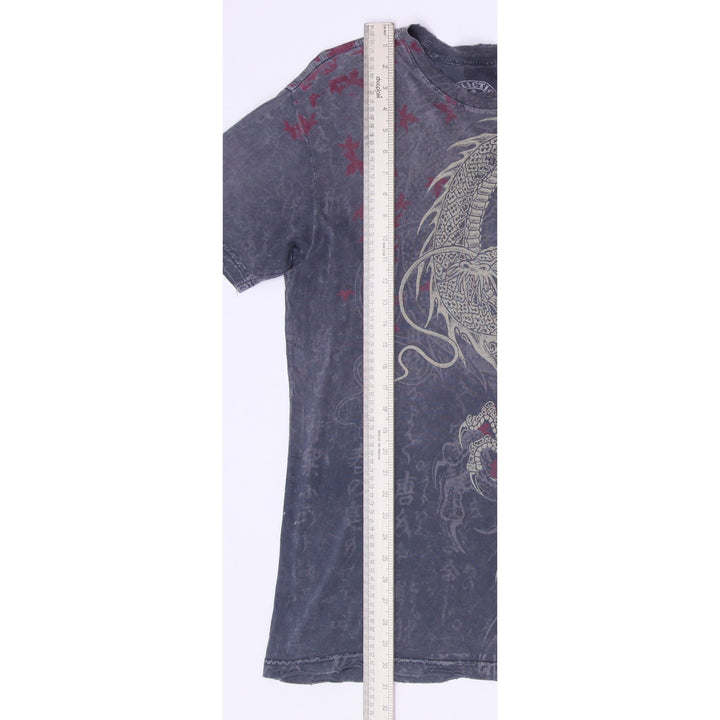 Y2K Mens Affliction "Live Fast" Japanese Asian Dragon Graphic T-Shirt Size M