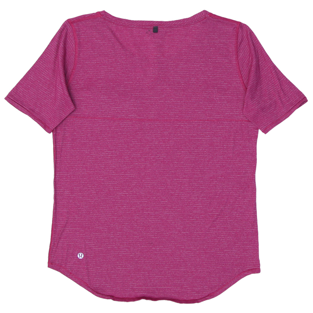 Ladies Lululemon Pink Striped Sports T-Shirt
