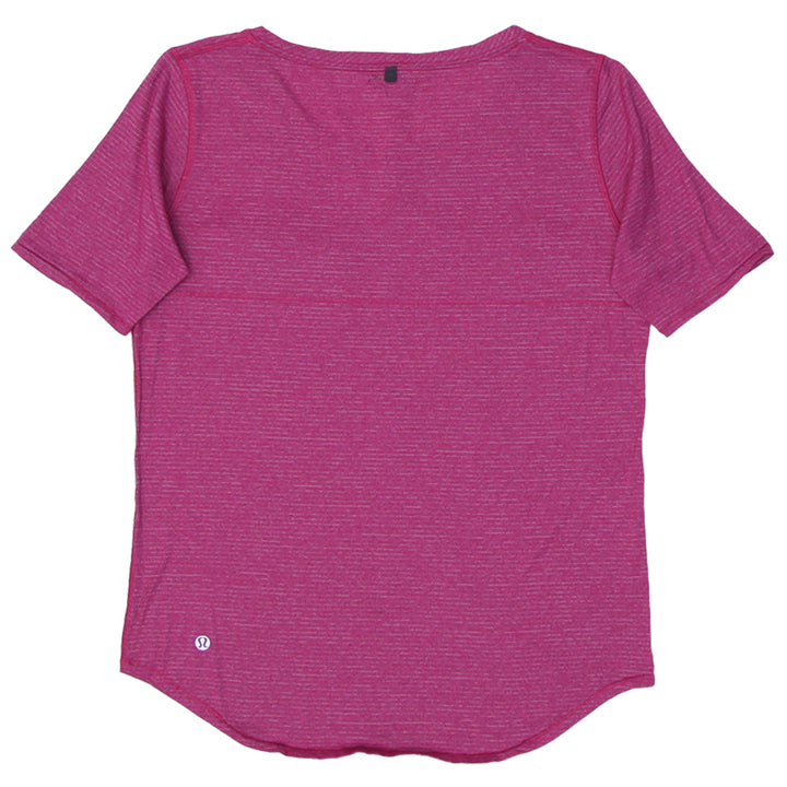 Ladies Lululemon Pink Striped Sports T-Shirt