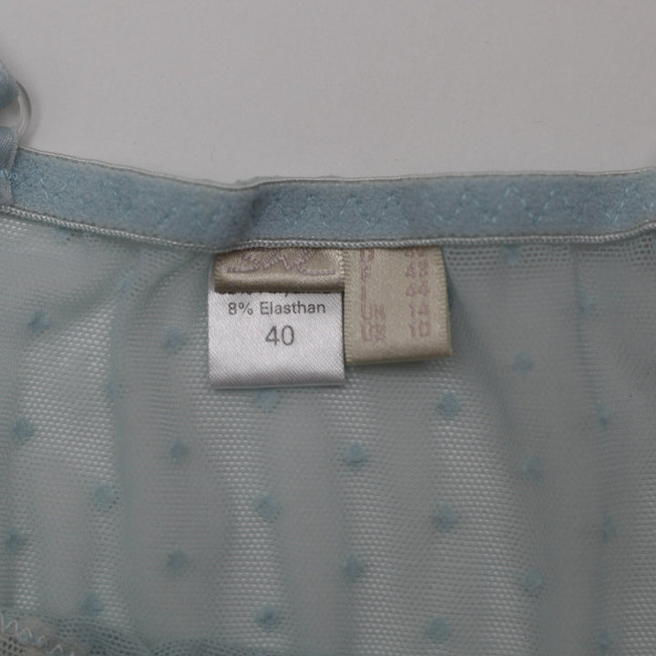 Y2K Ladies Camisole Blue Lace Detail Mesh Strappy Top Size 40 | Migration_Y2K Tops - Back View | Fashion Rerun